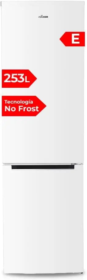 Nilson Frigor¨ªfico Combi Blanco, 2 Puertas. NC185500ENF, Capacidad 253 L, sin escarcha, flujo de aire m¨²ltiple, Bajo Nivel Sonoro, Puerta Reversible
