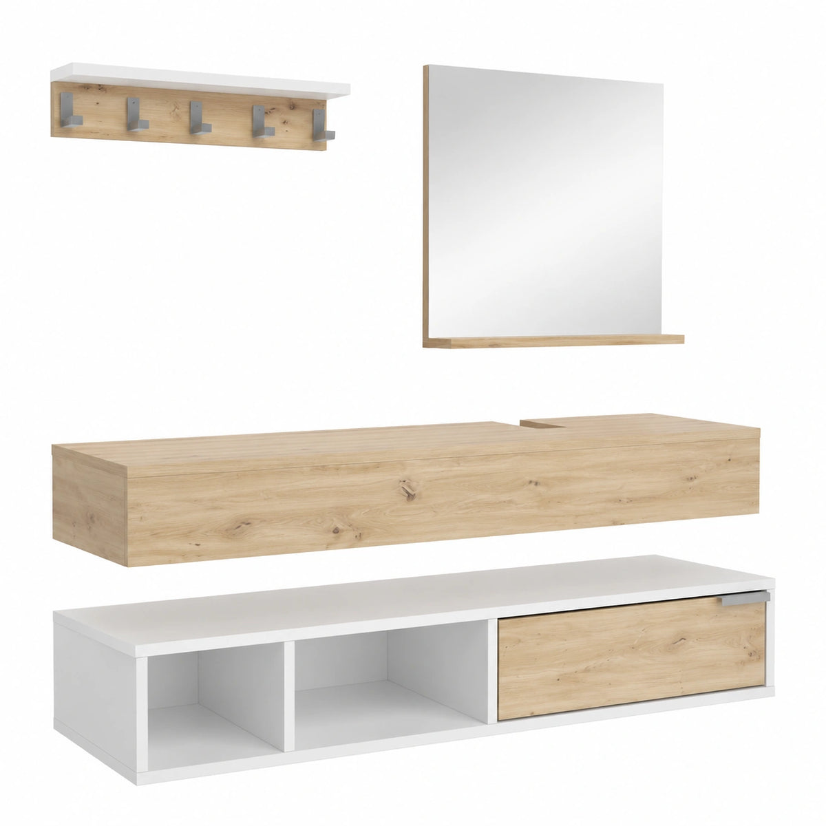 Vicco Juego de Muebles de Baño Henri, Blanco, 100 cm, Incluye Mueble de Lavabo, Espejo y Armario Alto