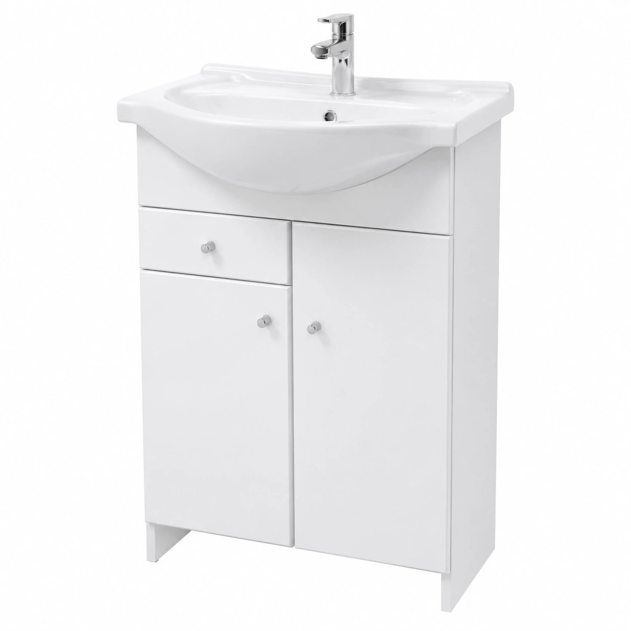 Conjunto de Muebles de Baño Blanco de 50 cm con Armario Inferior y Mango Cromado