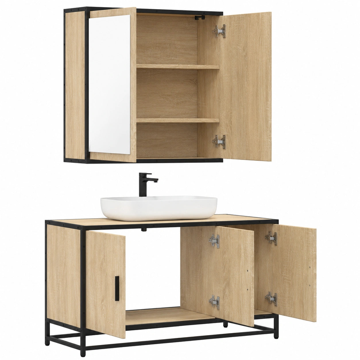 Conjunto de Muebles para Baño de Madera Roble Sonoma, 2 Piezas