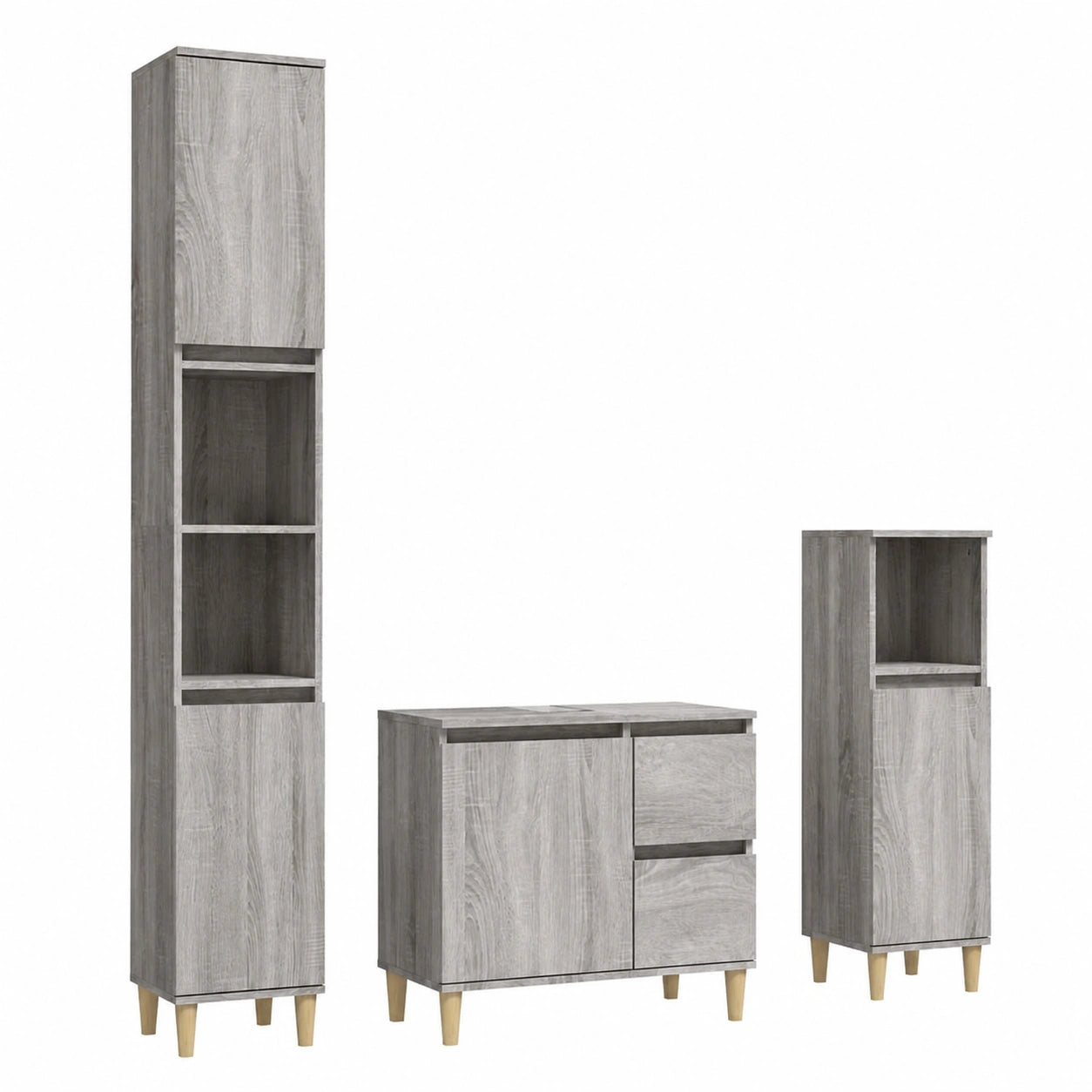 Conjunto de Muebles de Baño 3 Piezas Gris Sonoma