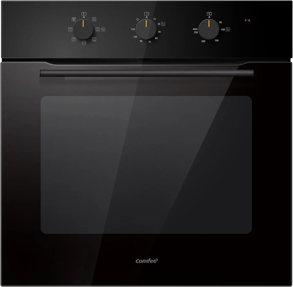 COMFEE' CBO60M80M1-BK Horno empotrable de 60 cm y 60 litros con 8 funciones, freidora de aire, cocci¨®n multifase, puerta extra¨ªble, f¨¢cil limpieza