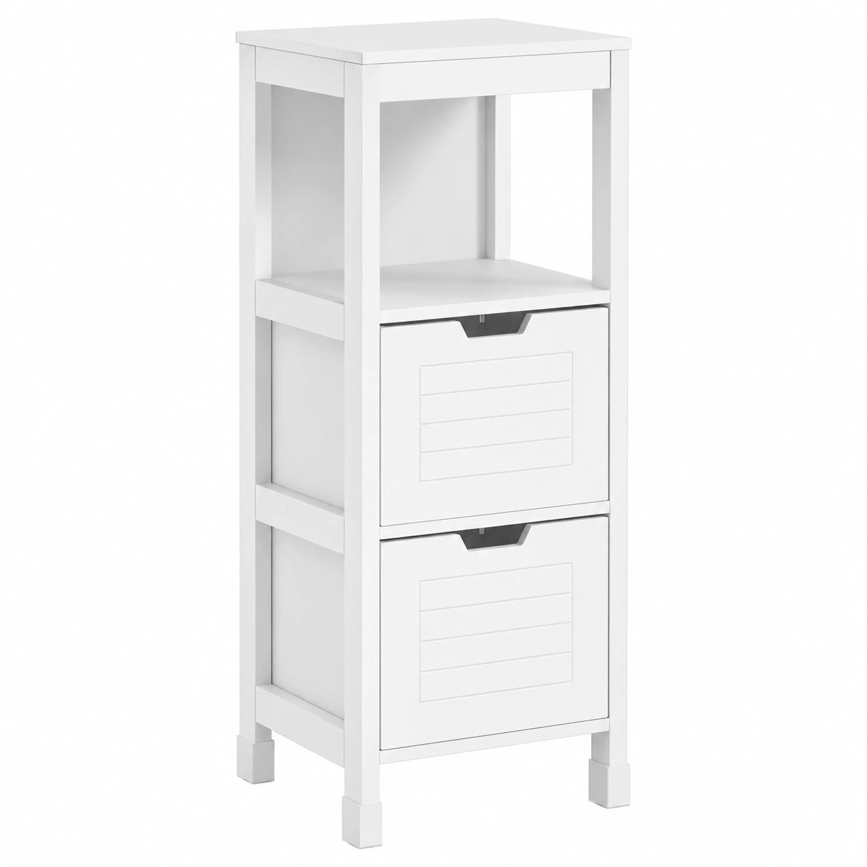 Armario Estrecho de Baño con Cestas de Madera, Blanco 30x89x30 cm
