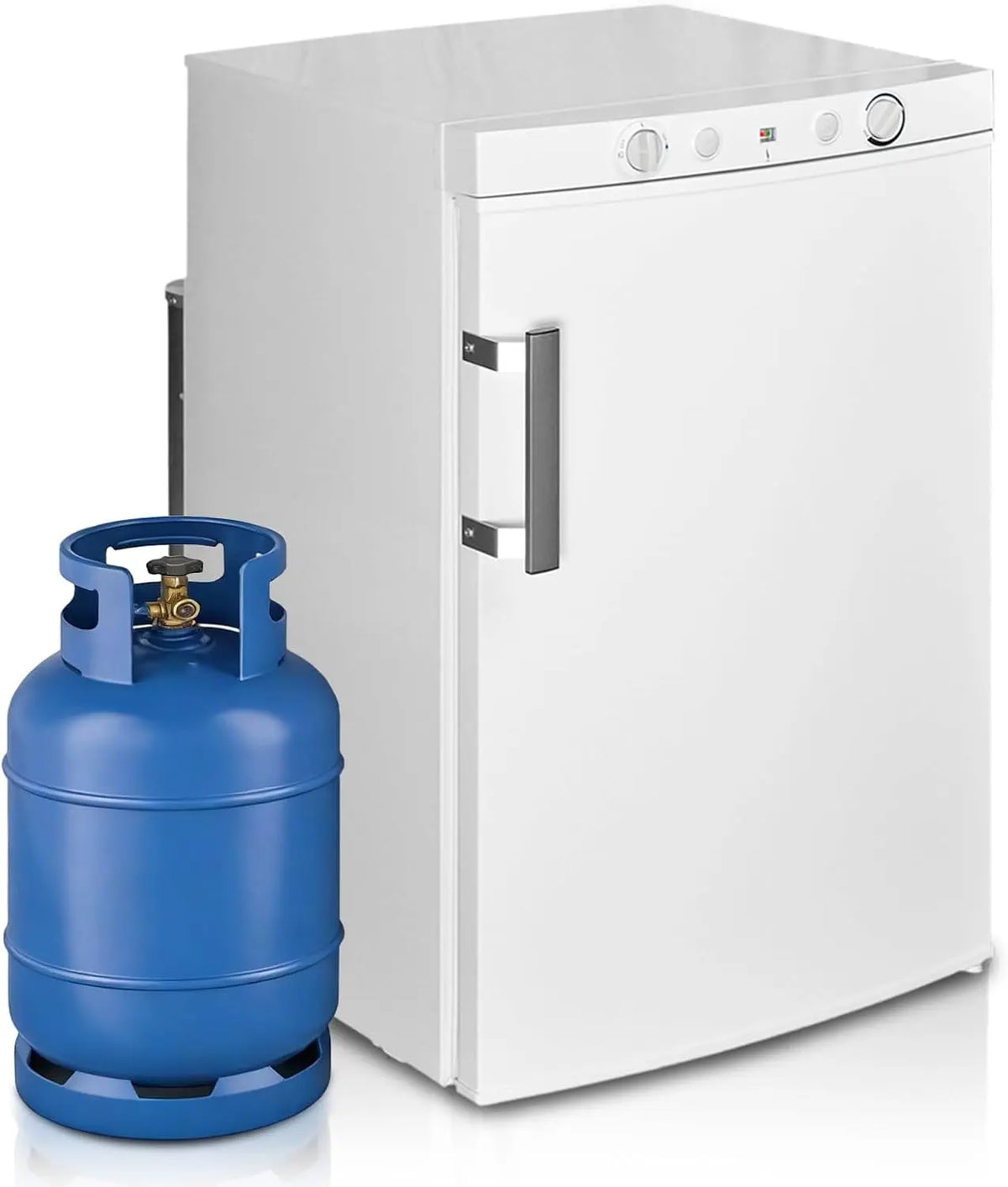 SMETA 100L, Refrigerador de gas (12 V/220 V, con congelador, frigor¨ªfico, para camping, coche, silenciador con puerta reversible, para caravana