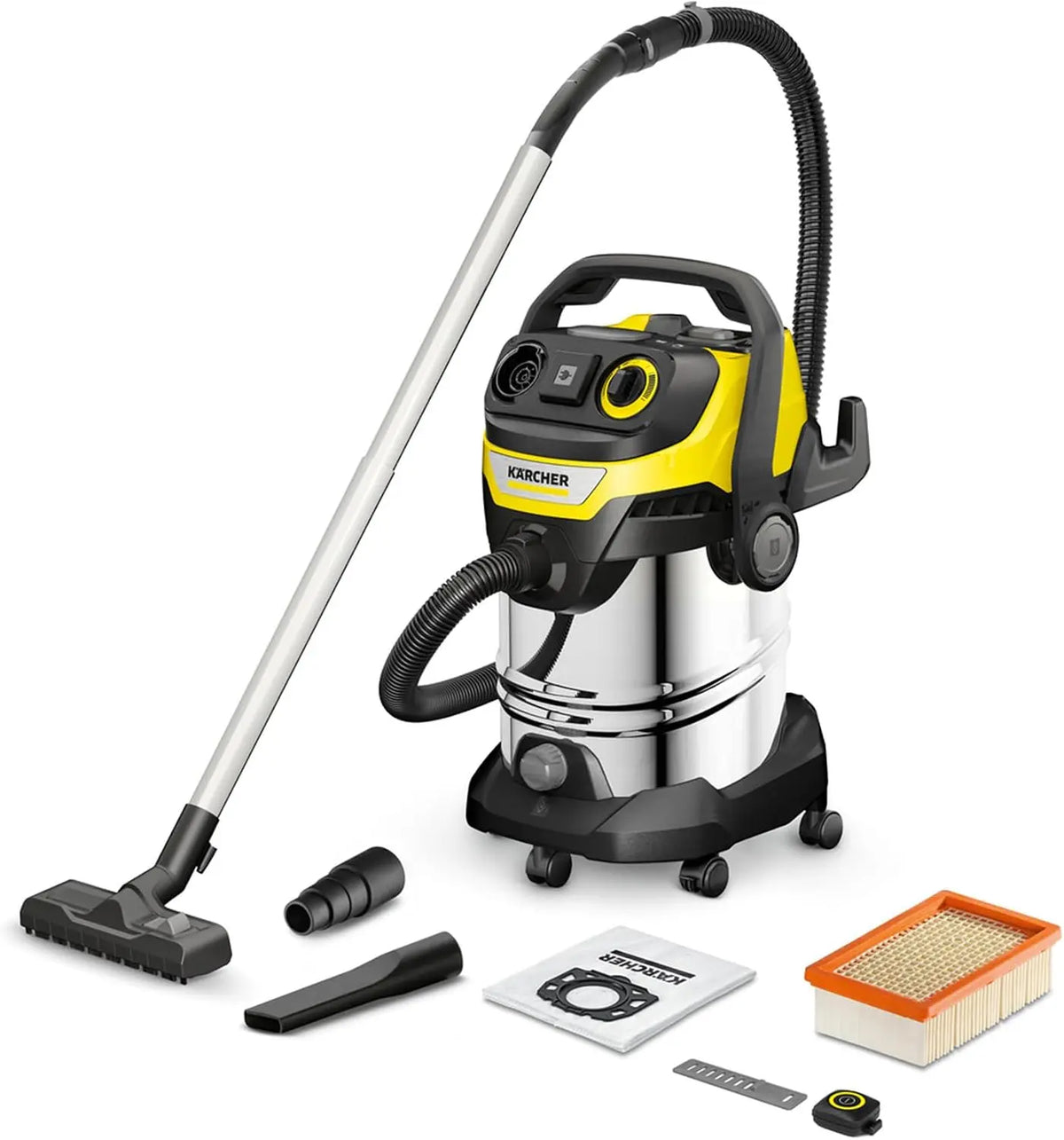 K?RCHER Aspirador en seco y h¨²medo WD 7 Control P S 30/6/35/T, Sistema Inteligente de Control de Filtro, Mando a Distancia, funci¨®n sopladora, 30 l