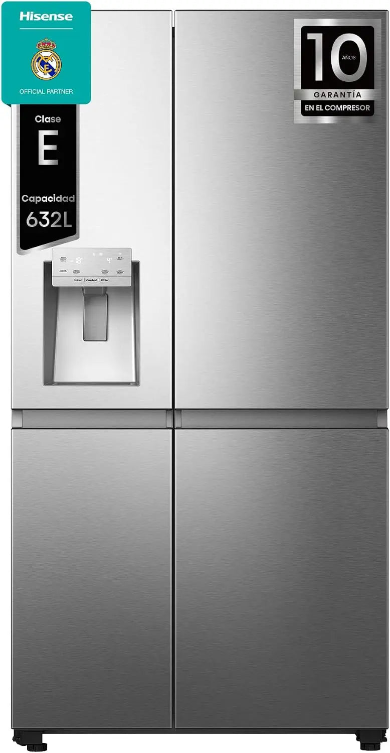Hisense RS818N4IIE1, Frigor¨ªfico Americano de doble puerta, Class E, 632 L, Alto 179 cm x Ancho 91 cm, Color Inox, flujo de aire m¨²ltiple