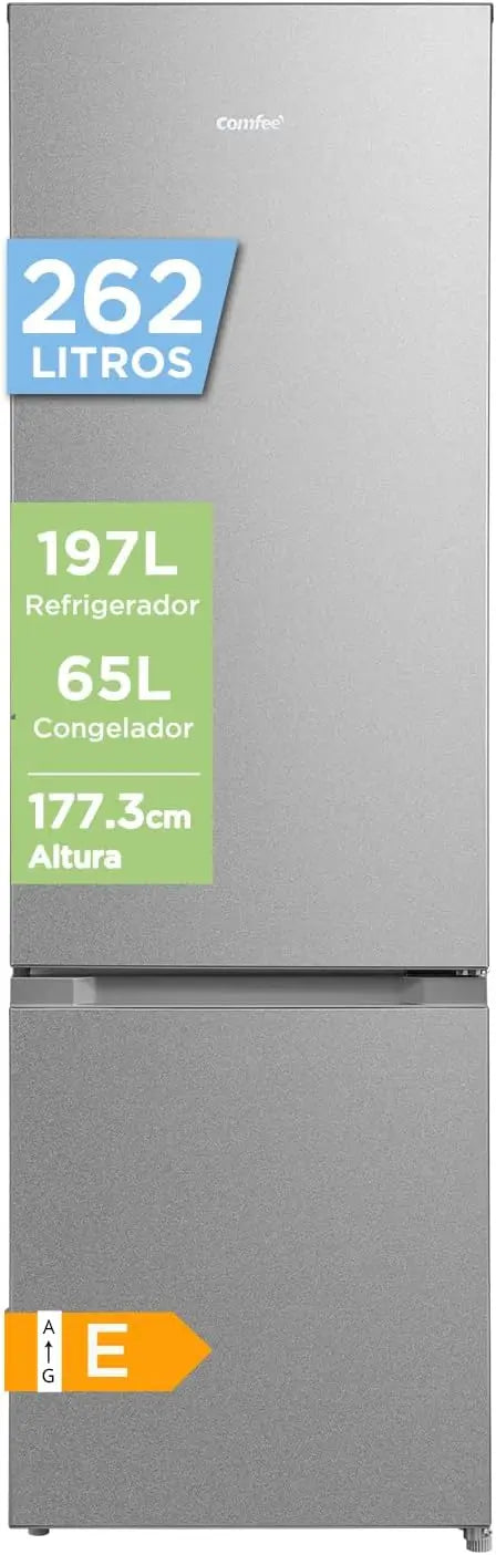 Comfee' 262L Nevera, Frigorifico Combinado, Low Frost, Acero Inoxidable