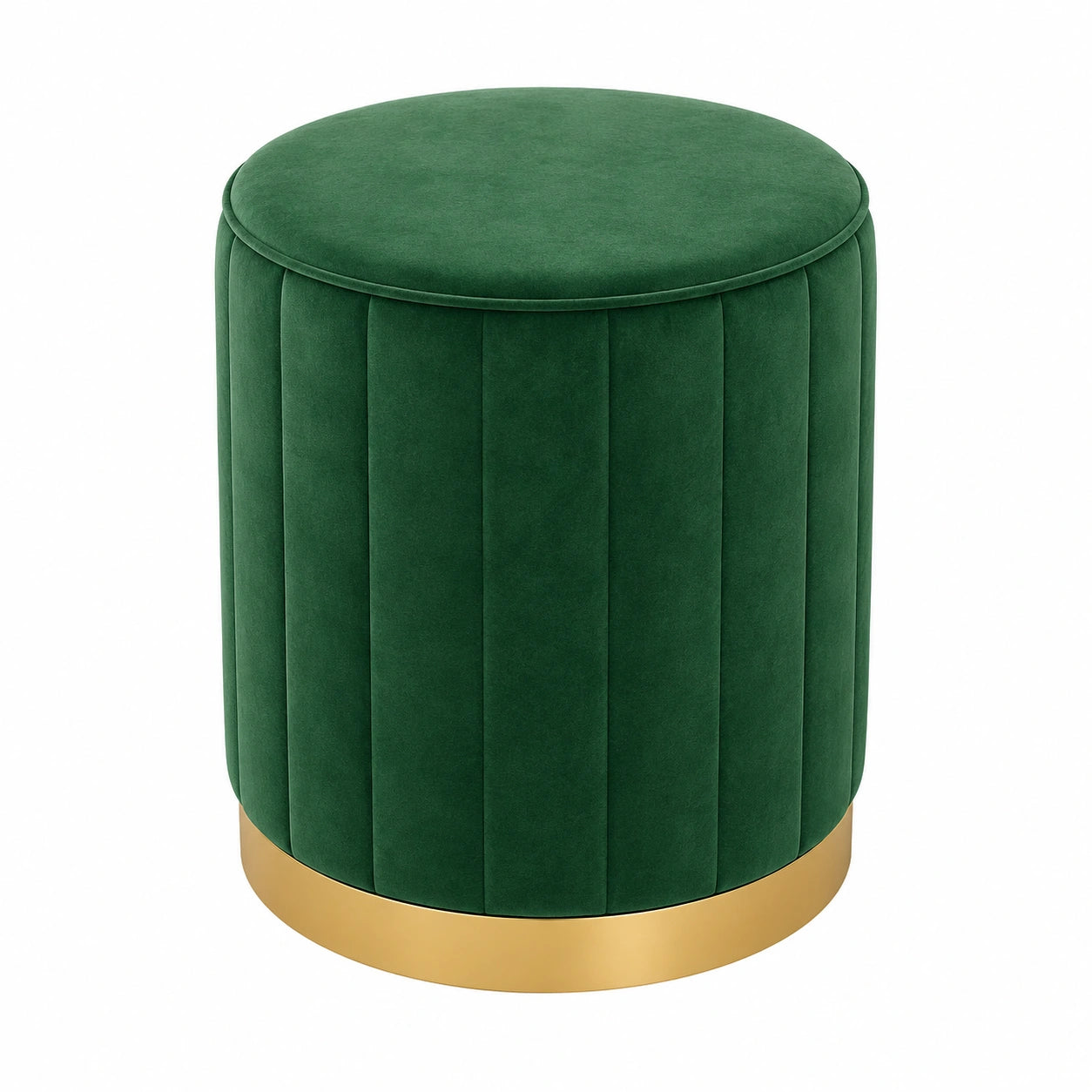 Puf Redondo de Terciopelo con Almacenaje, Asiento Acolchado y Reposapiés Multifuncional Color Verde