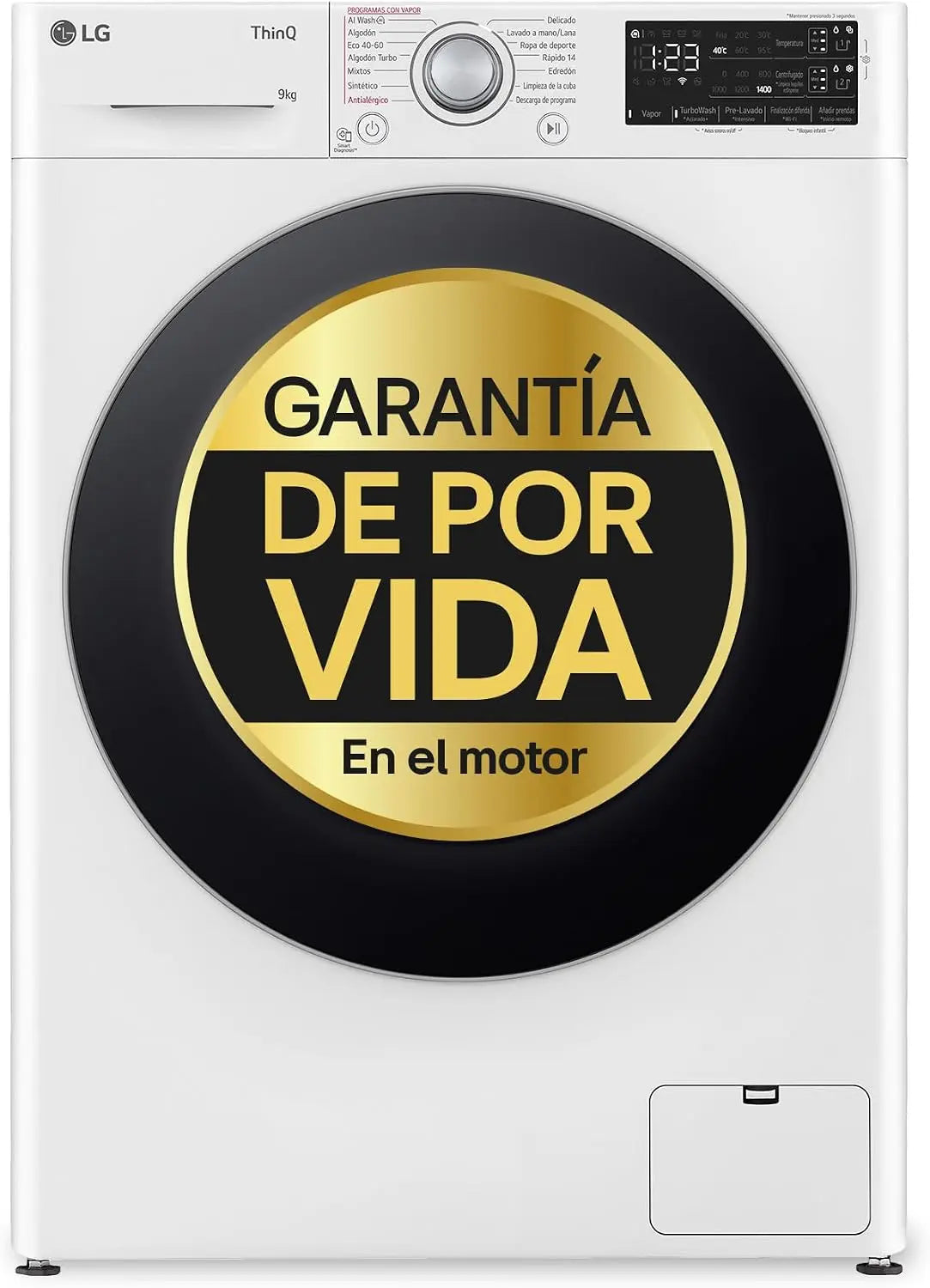 LG F4WR5509A1W, Lavadora Inteligente, 9Kg, 1400rpm, Carga Frontal, AI Direct Drive, TurboWash 360o, Autodosificador, Clasificaci¨®n A, Serie 500