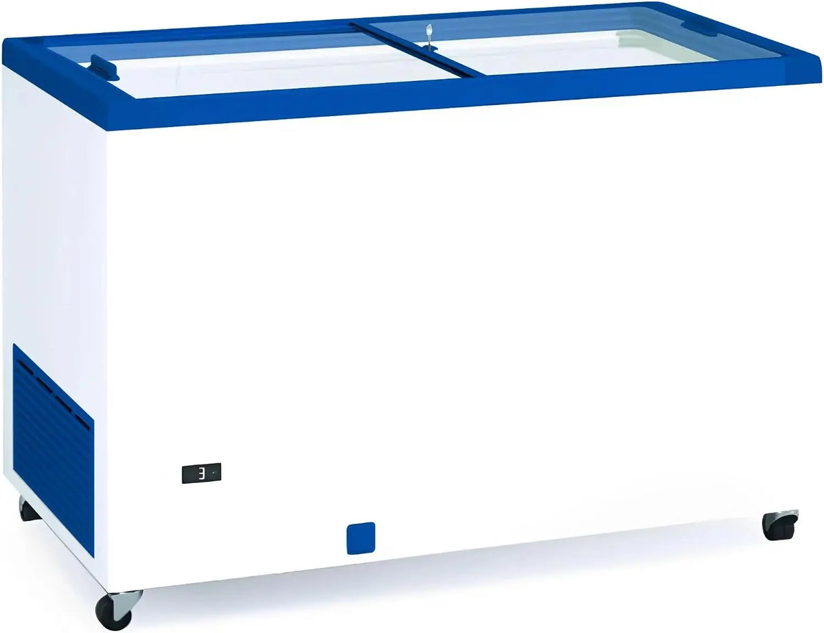 MBH, Arc¨®n congelador profesional 130 cm y 390 litros con puertas correderas de cristal. Congelador horizontal industrial de bar
