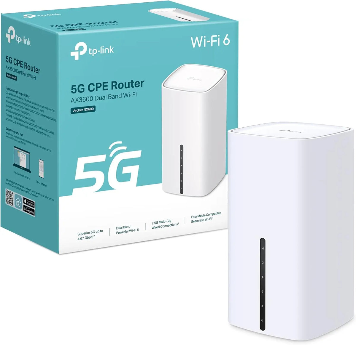 TP-Link Archer NX600, Router 5G SIM, WiFi 6 AX3000 Doble Banda, EasyMesh