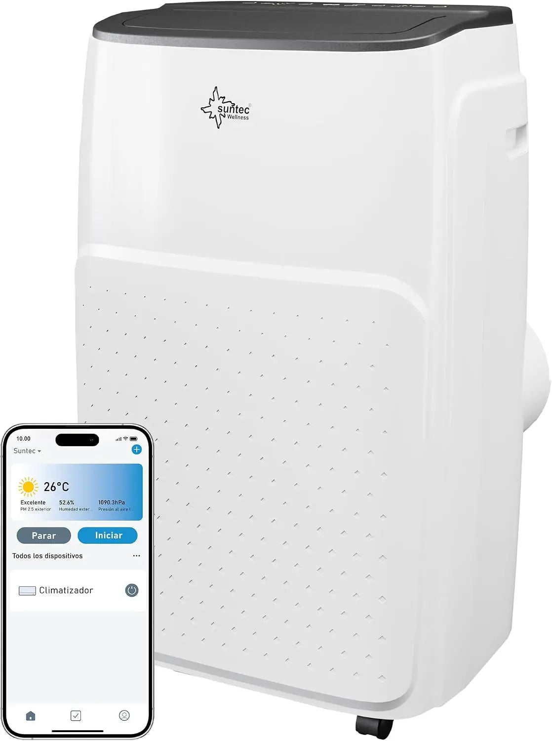 Climatizador m¨®vil SUNTEC Coolfixx 12000 BTU APP, Aire acondicionado m¨®vil y silencioso con control inteligente App