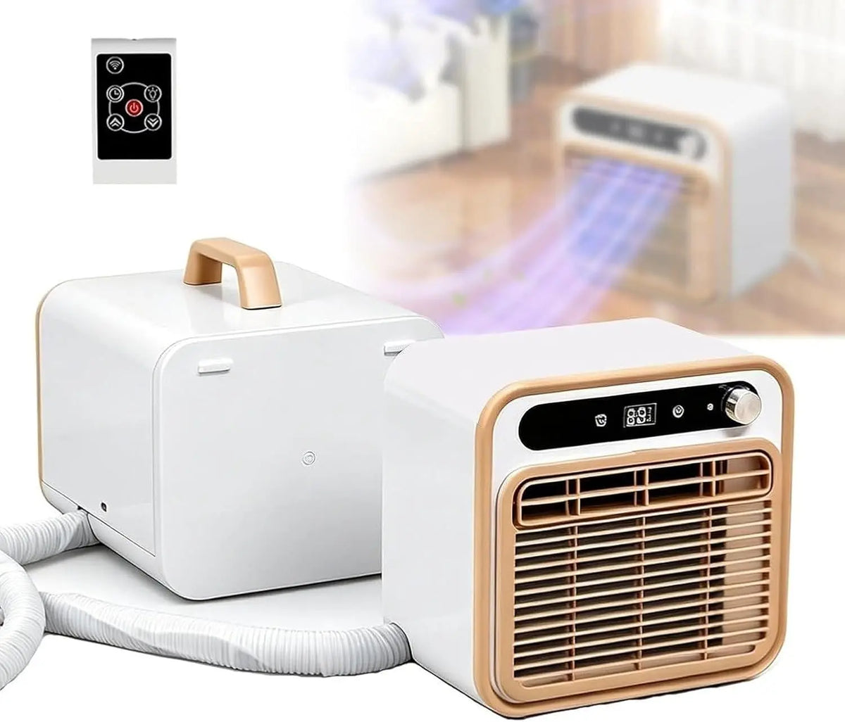 Aire Acondicionado Port¨¢til 1500W, Enfriador Silencioso con Caudal 130m3/h, Temporizador 12H, Mando a Distancia y WiFi, Ligero para Caravana
