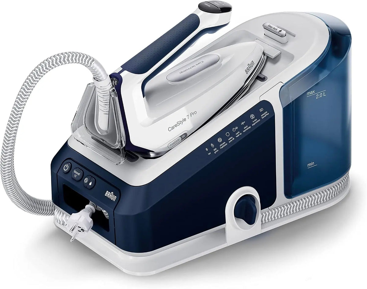 Braun CareStyle 7 Pro IS7282BL, Plancha Generadora de Vapor con Tecnolog¨ªa FreeGlide 3D, inteligente iCareMode, Planchado Vertical, Antigoteo, 2700W