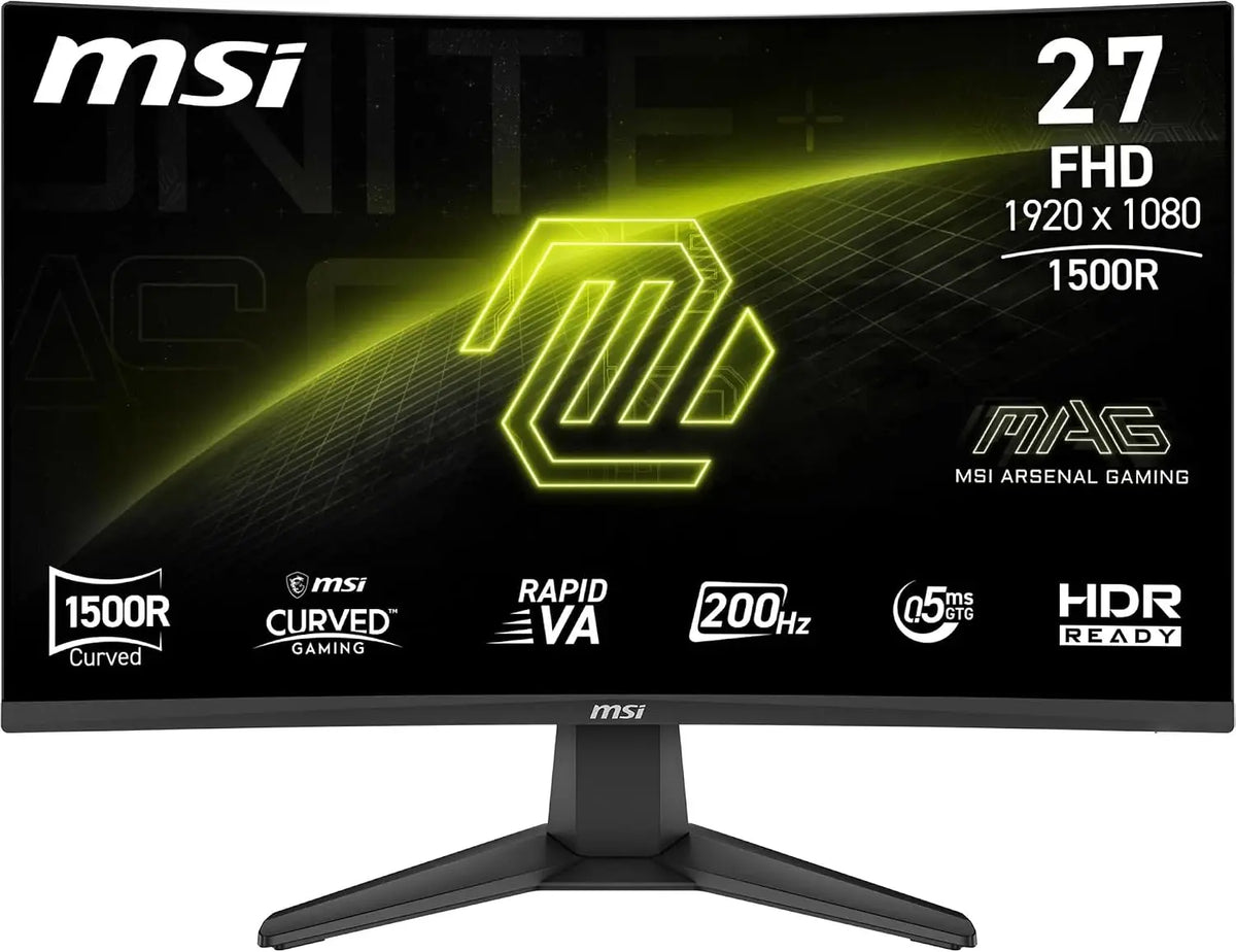 MSI mag 276CFA E20 monitor para juegos de 27' FHD 1500R, 1920 x 1080 Rapid VA, 200 Hz, 0, 5 ms, Compatible con HDR, AMD FreeSyncTM, Eye-Care, Negro