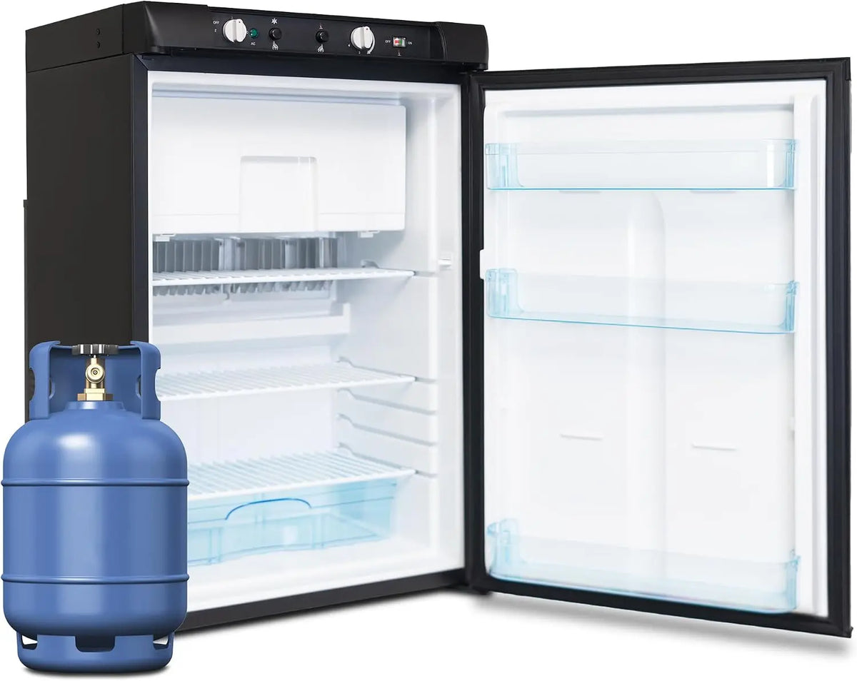 Smad Nevera Gas 100L con Congelador, Nevera Trivalente-Gas 12V 230V, Camping Frigorifico para Caravana, Furgoneta, Autocaravana, Garaje, Cami¨®n, RV