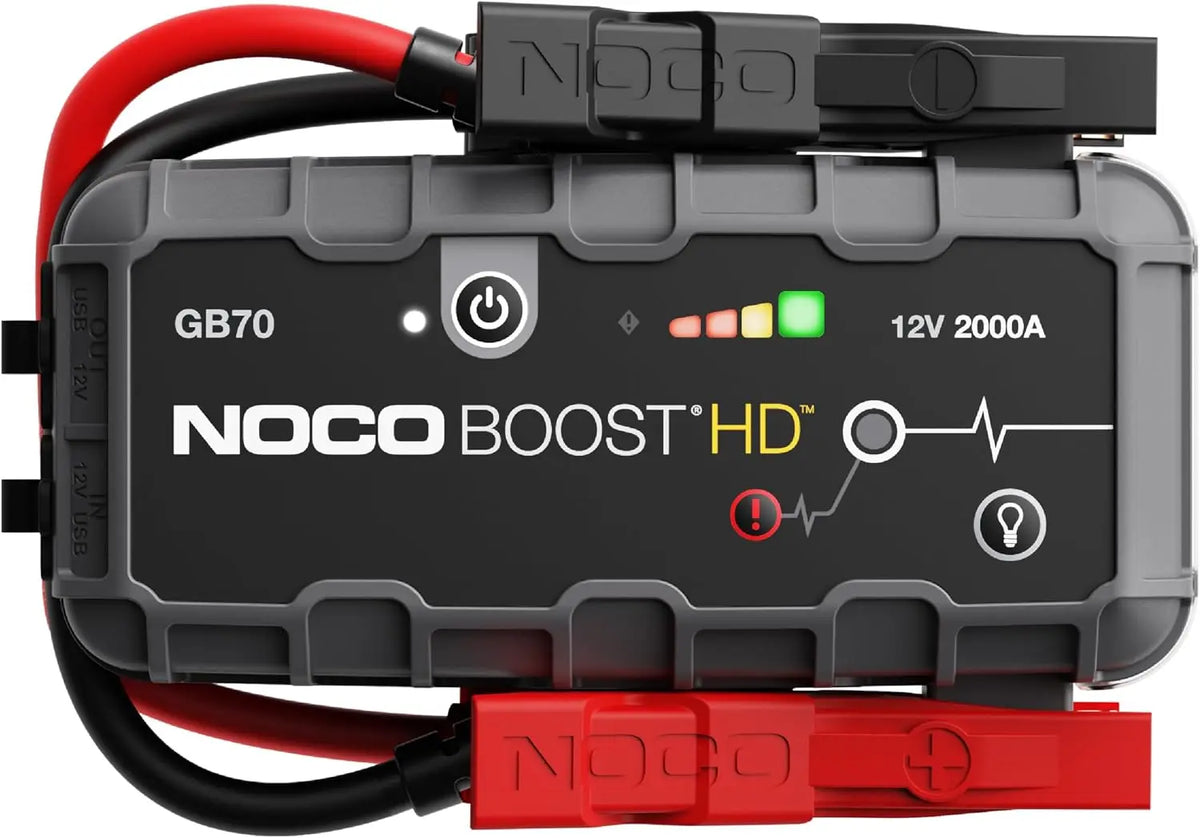 NOCO Boost GB70, Arrancador de Bater¨ªa de Litio de 2000A UltraSafe, Antichispas y Protecci¨®n contra Polaridad Inversa, Power Bank USB y Linterna LED