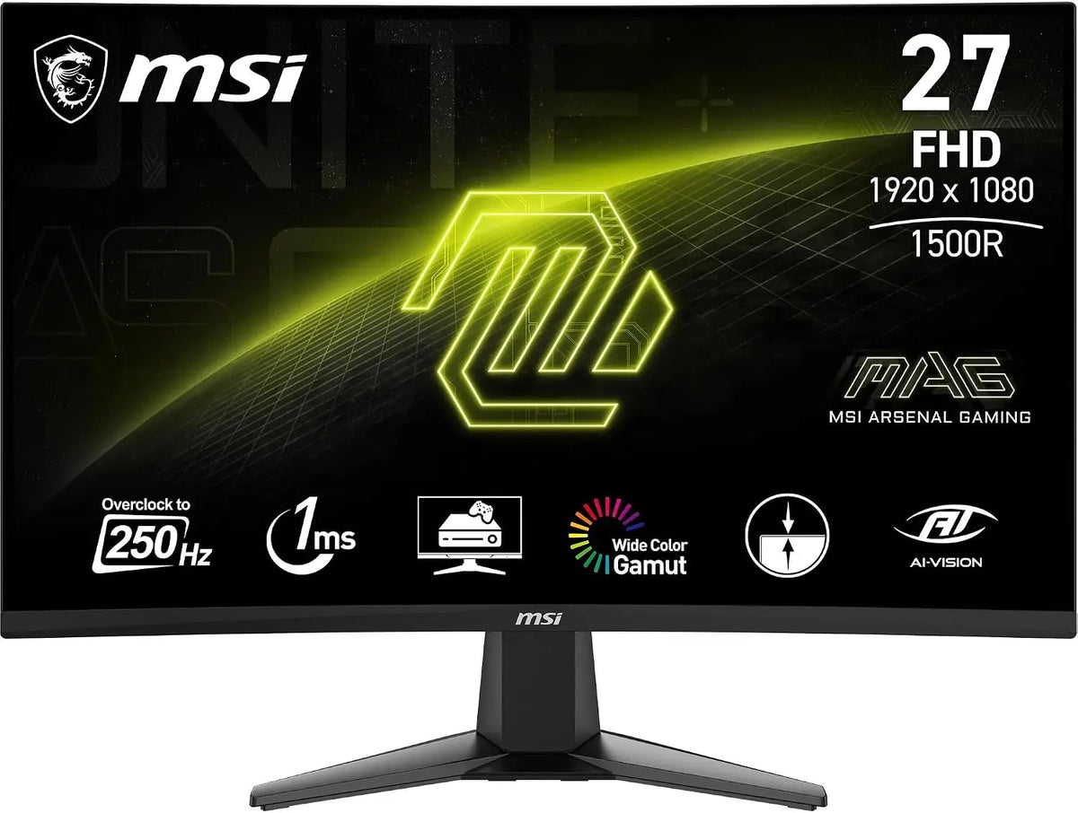 MSI mag 27C6F monitor Curvo para juegos FHD de 27', 1500R 1920 x 1080 Panel VA r¨¢pido, 180 Hz / 0, 5 ms (GtG, m¨ªn.), Sincronizaci¨®n adaptativa