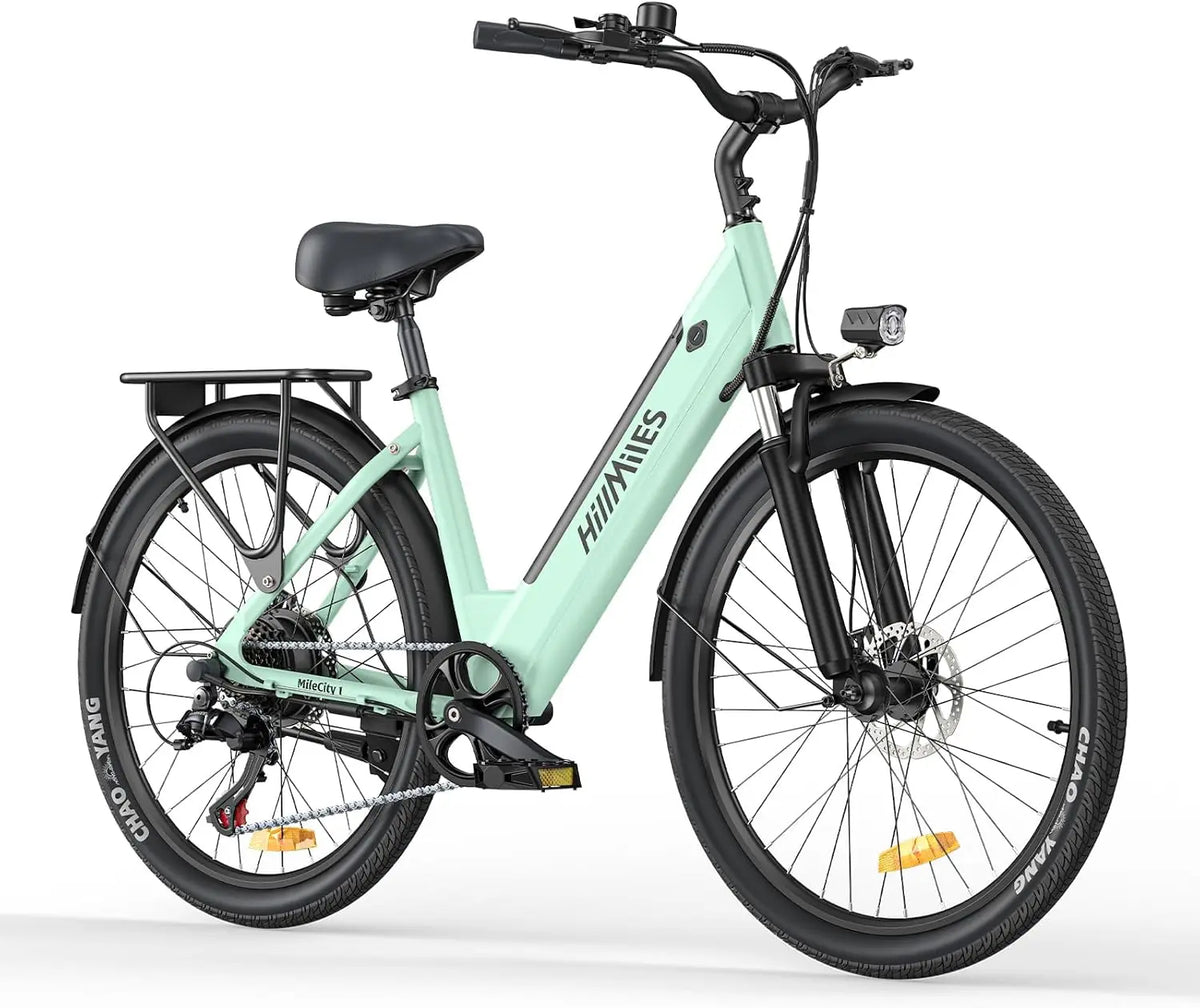 HillMiles Bicicleta el¨¦ctrica para adultos de 26 pulgadas, 7 velocidades, bicicleta el¨¦ctrica de 36 V, 13 Ah, bater¨ªa extra¨ªble, IP65