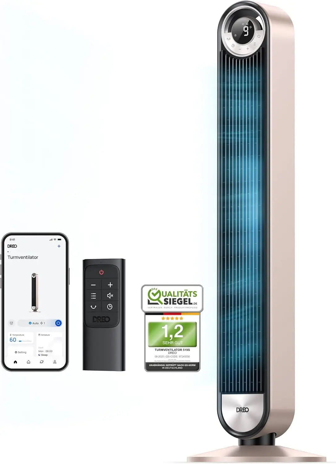 Dreo Ventilador de torre 25 dB Quiet inteligente, Cruiser Pro T2S