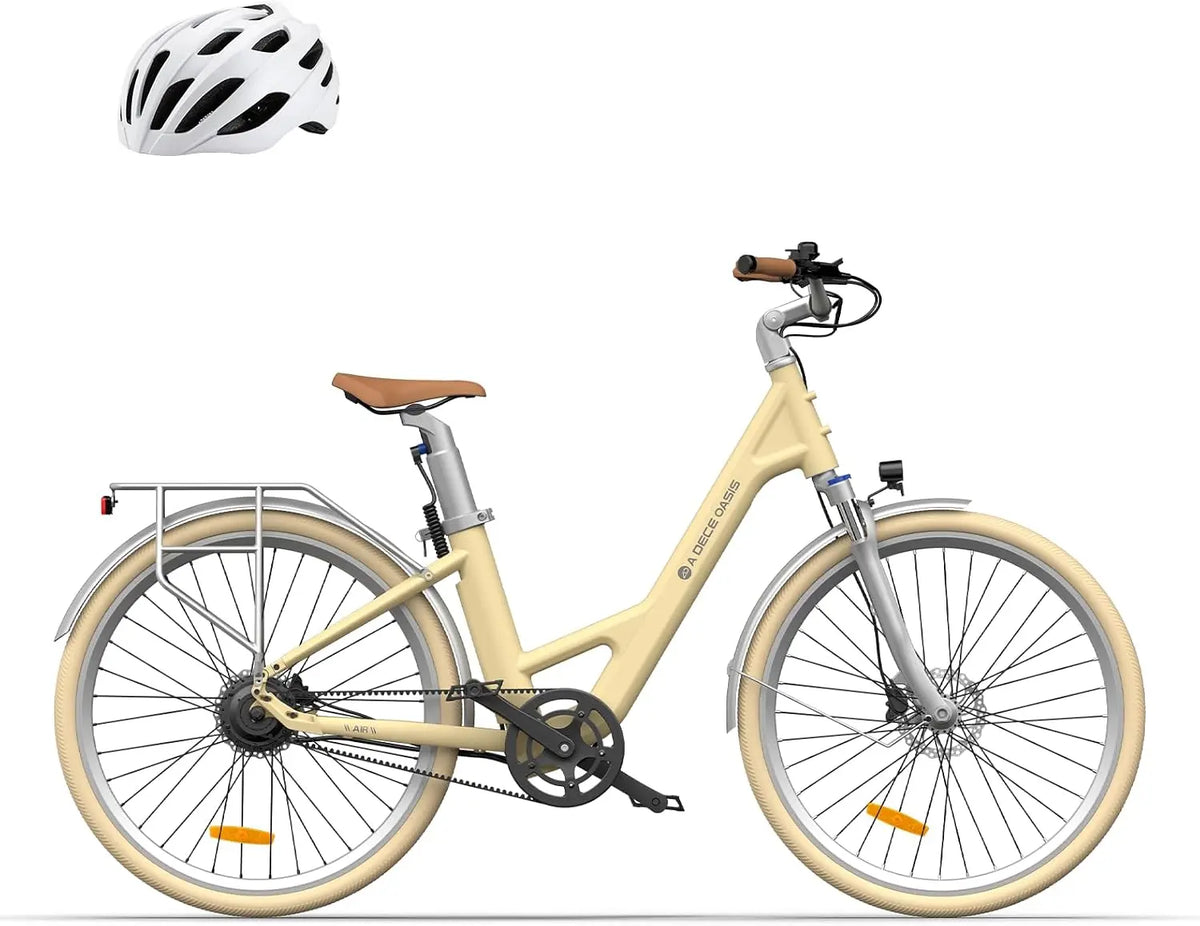 ADO Air28 Bicicleta El¨¦ctrica, E-bike Adulto, 28' Bici El¨¦ctrica Urbana, Transmisi¨®n por Correa, Pantalla LCD, Frenos Disco Hidr¨¢ulicos