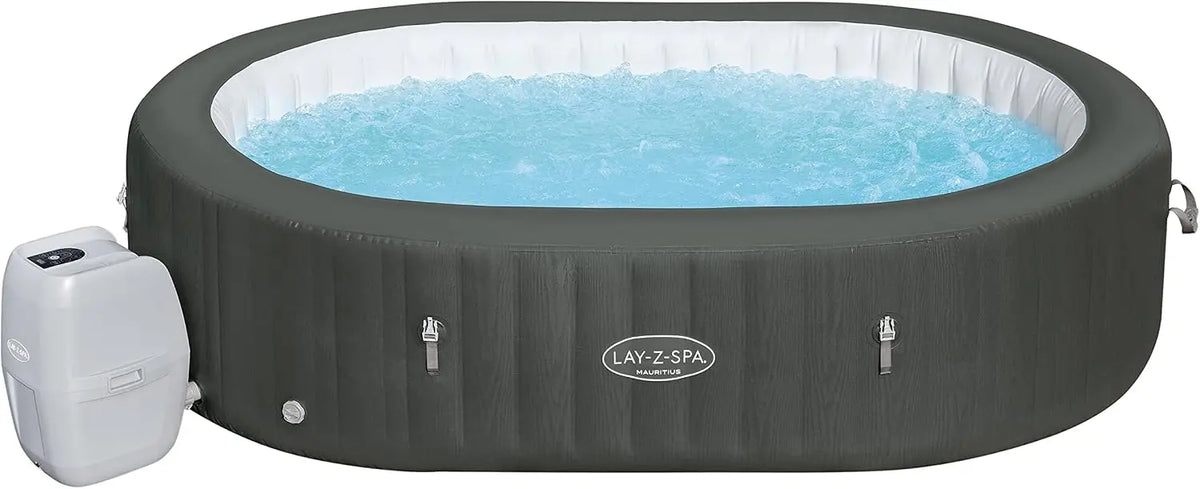 SPA Hinchable Bestway Lay-Z Mauritius 180 Burbujas AirJet 270x180¡Á71 cm para 7 Personas Ovalado Gris