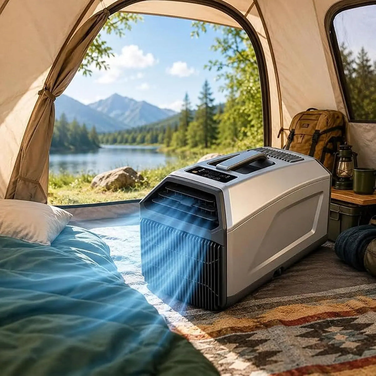 Aire Acondicionado Port¨¢til 3 en 1, 4500/5100 Btu para Tienda y Camping, Autoevaporativo, Temporizador 24 H y Mando a Distancia, 1500W