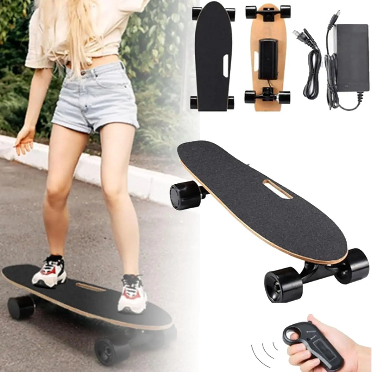 Monopat¨ªn el¨¦ctrico con Control Remoto, Longboard el¨¦ctrico de 350 W para ni?os y Adultos, Velocidad m¨¢xima de 22 km/h, autonom¨ªa de 13 km