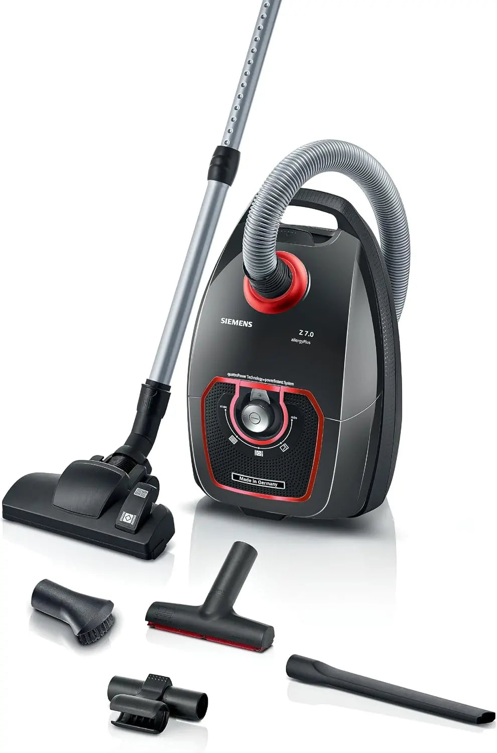 Siemens Aspiradora con Bolsa Z7.0 VSZ7XTRM, para al¨¦rgicos, Filtro higi¨¦nico, silencioso, para parqu¨¦, Alfombra, Azulejos, Boquilla XXL, Cable Largo