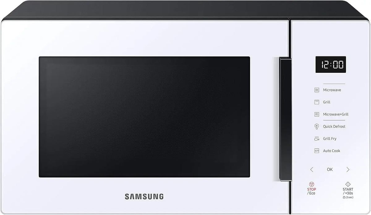 SAMSUNG, MG23T5018CW Microondas con Grill 23L 800W, Cer¨¢mica Enamel, Grill Fry y Stand by Eco, Color Blanco