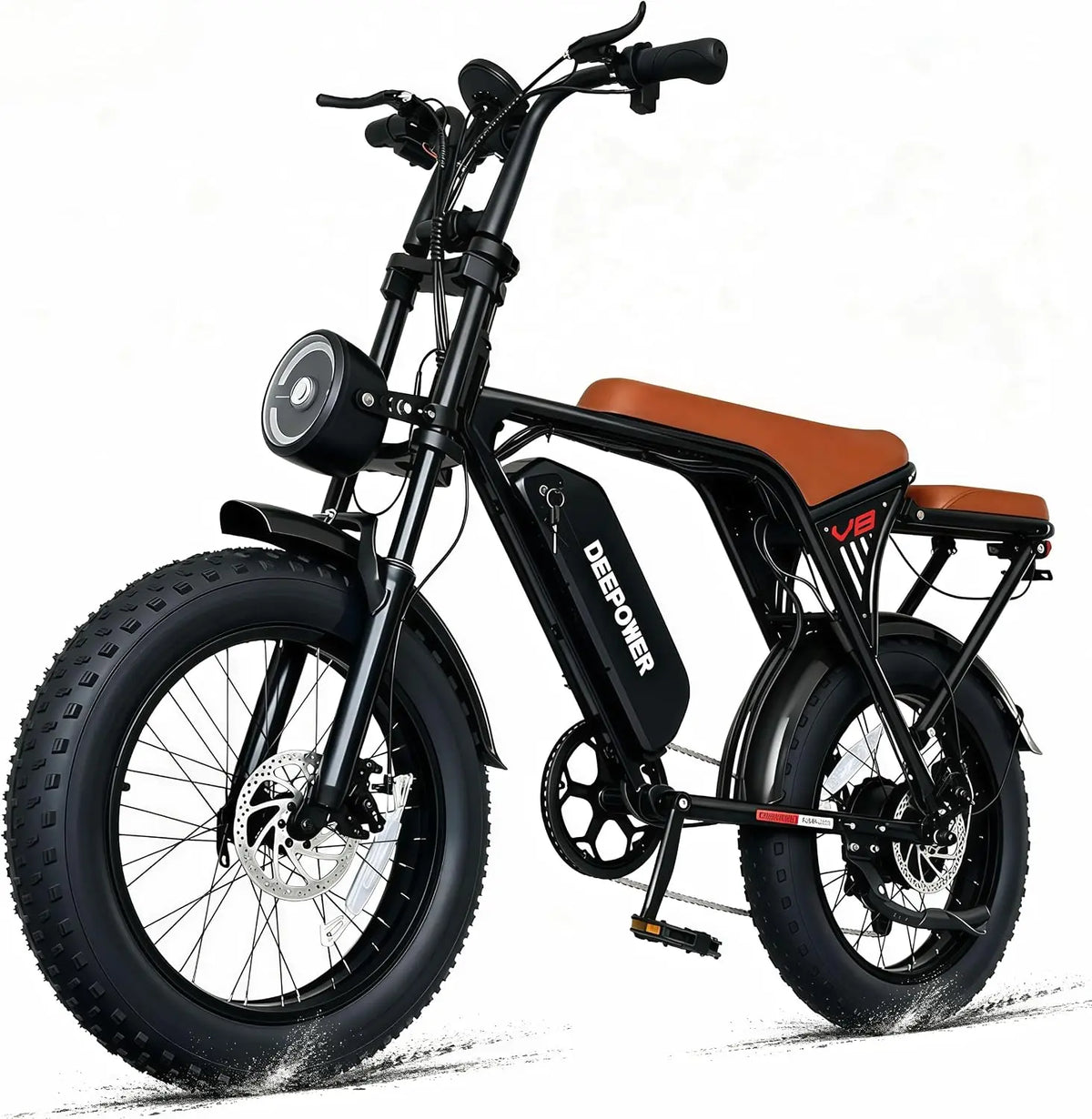 DEEPOWER Bicicleta El¨¦ctrica para Adultos 20', Bater¨ªa Extra¨ªble 48V 20Ah, hasta 60-110 km de Autonom¨ªa, Bicicleta El¨¦ctrica con Suspensi¨®n Completa