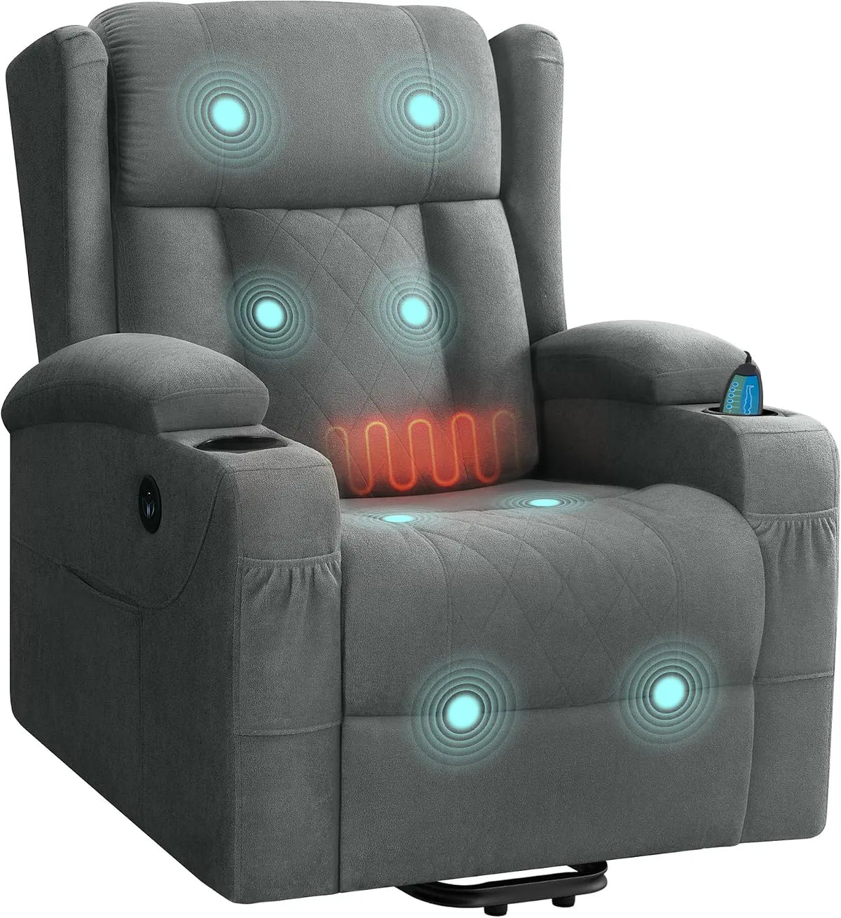 WOLTU Sill¨®n Reclinable El¨¦ctrico de Masaje, Tela de Rizo, Gris
