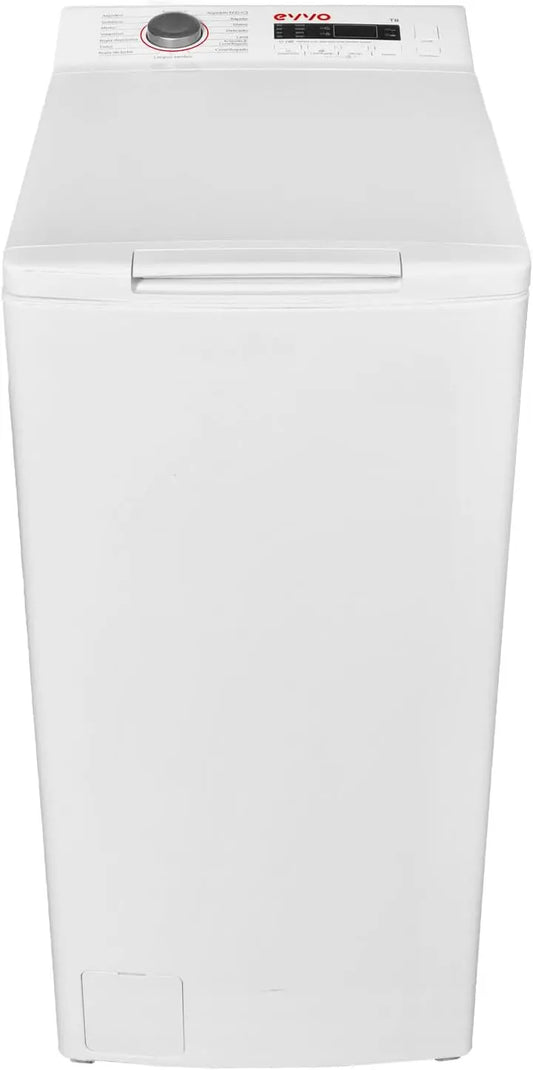 EVVO Lavadora 7, 5 kg carga superior Wt8a, Clase energ¨¦tica A, 1250 rpm, Bajo Consumo, Aclarado Autom¨¢tico, 16 programas, Limpieza de tambor