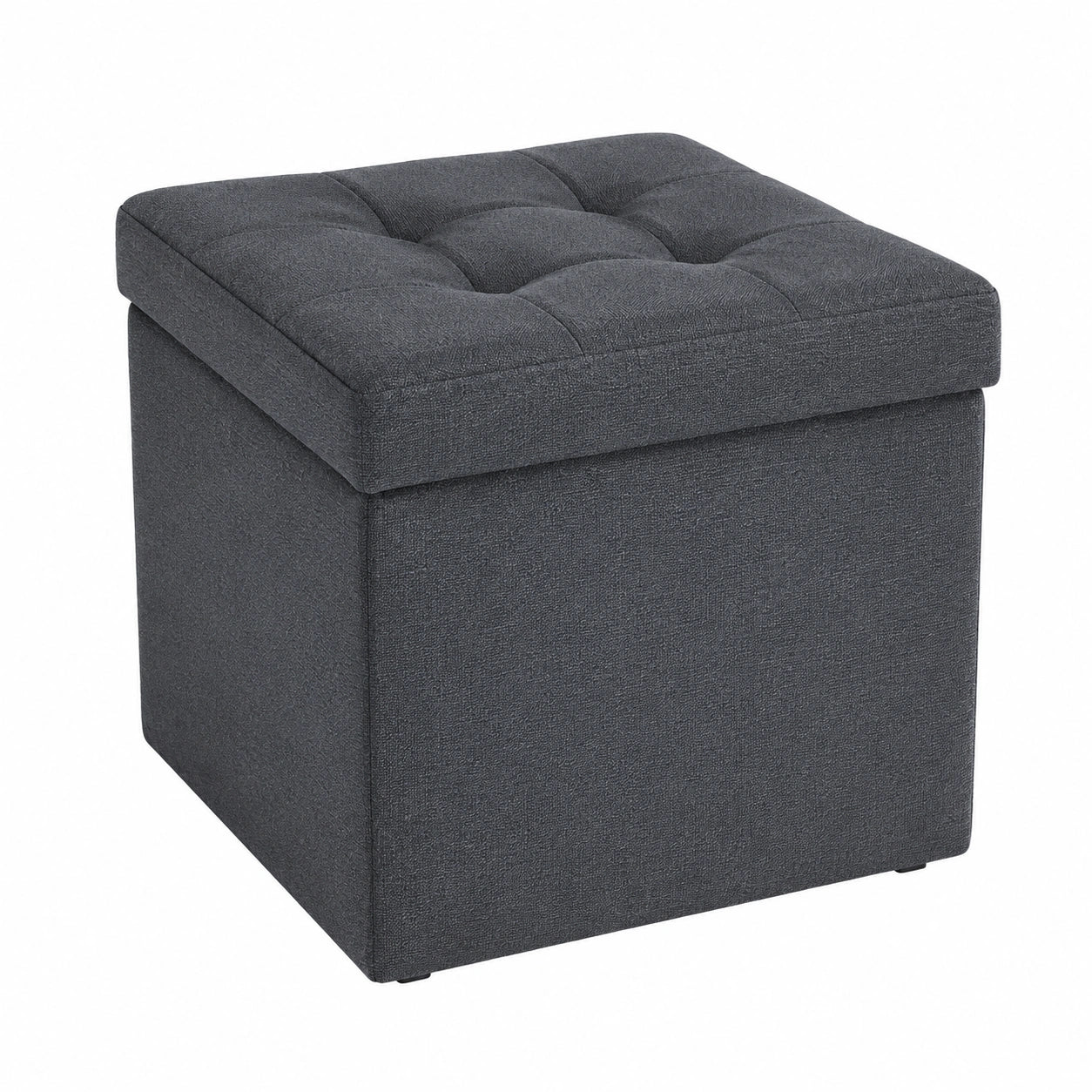 Puff de Almacenaje 45x45 cm Gris - Banco Tapizado con Baúl Interno, Resistente hasta 300 kg, Sin Montaje y Fácil Limpieza