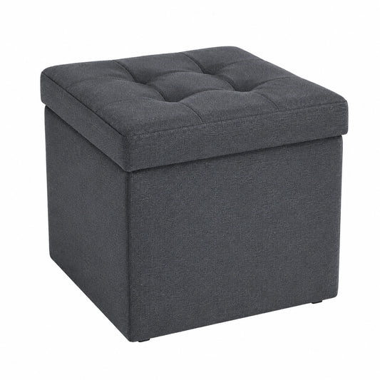 Puff de Almacenaje 45x45 cm Gris - Banco Tapizado con Baúl Interno, Resistente hasta 300 kg, Sin Montaje y Fácil Limpieza