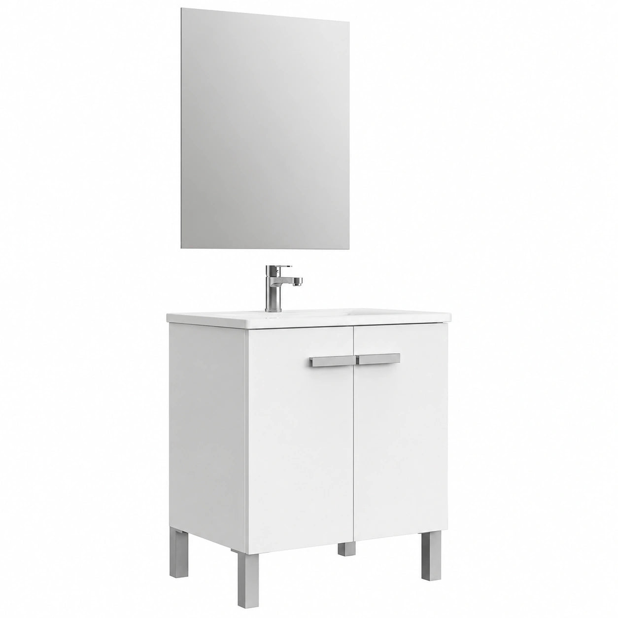 Baikal Mueble de Baño Neo con Espejo, Blanco Mate, 60 cm, Melamina 16 mm