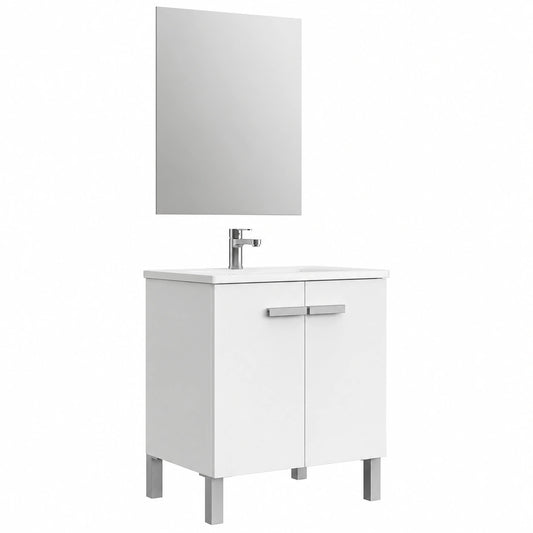 Baikal Mueble de Baño Neo con Espejo, Blanco Mate, 60 cm, Melamina 16 mm