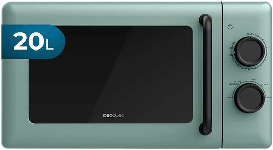 Cecotec Microondas Mec¨¢nico de 20L Proclean 3010 verde. 700 W, 6 Niveles de Potencia, Modo Descongelaci¨®n, Se?al de Fin de Cocci¨®n, L¨¢mpara Interior