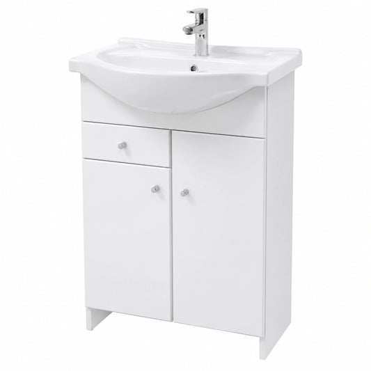 Conjunto de Muebles de Baño Blanco de 50 cm con Armario Inferior y Mango Cromado