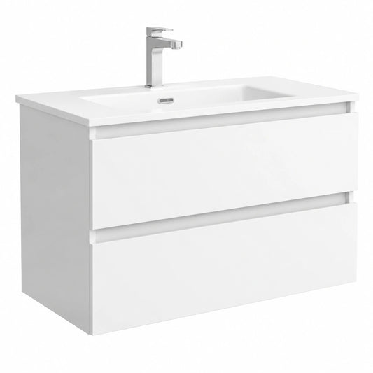 Conjunto Baño Bequia 80 cm Blanco Mate con Lavabo de Porcelana