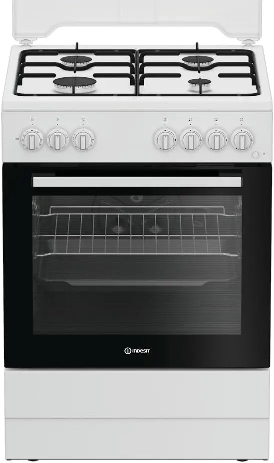 Cocina de gas I6G3PMW 60 cm, 4 fuegos, horno el¨¦ctrico con parrilla, 73 litros, Click&Clean, Click&Steam, temporizador, color blanco
