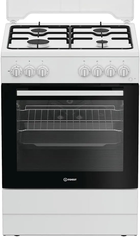 Cocina de gas I6G3PMW 60 cm, 4 fuegos, horno el¨¦ctrico con parrilla, 73 litros, Click&Clean, Click&Steam, temporizador, color blanco
