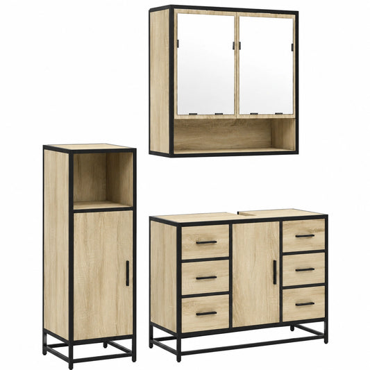 Conjunto de Muebles para Baño de 3 Piezas en Roble Sonoma