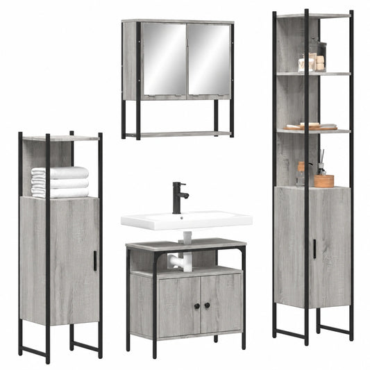 Conjunto de Muebles de Baño Moderno de Madera Sonoma, 4 Piezas, Resistente a la Humedad