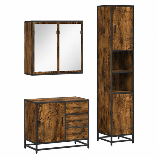 Conjunto de Muebles para Baño de Madera de Roble Ahumado, Almacenaje y Elegancia