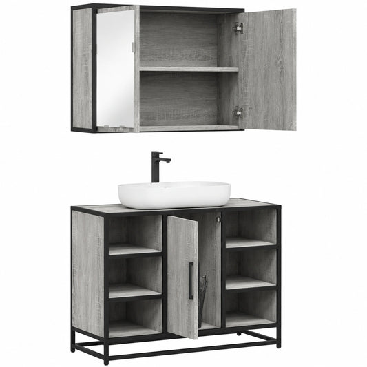 Conjunto de Muebles de Baño Moderno Sonoma con Armario Espejo y Almacenamiento