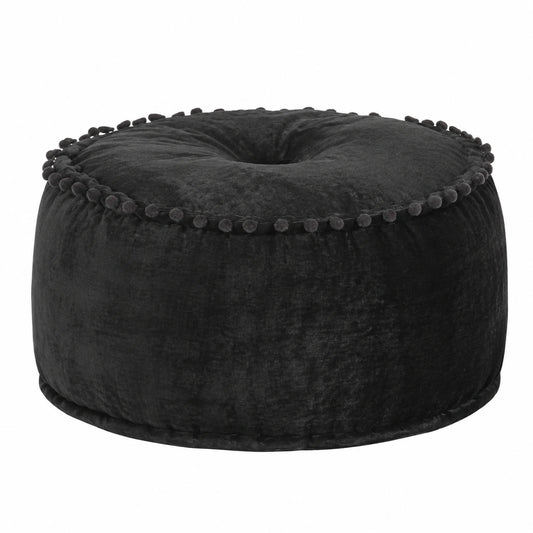 Puf Redondo Terciopelo Gris Antracita 40x20 cm, 2.7 kg