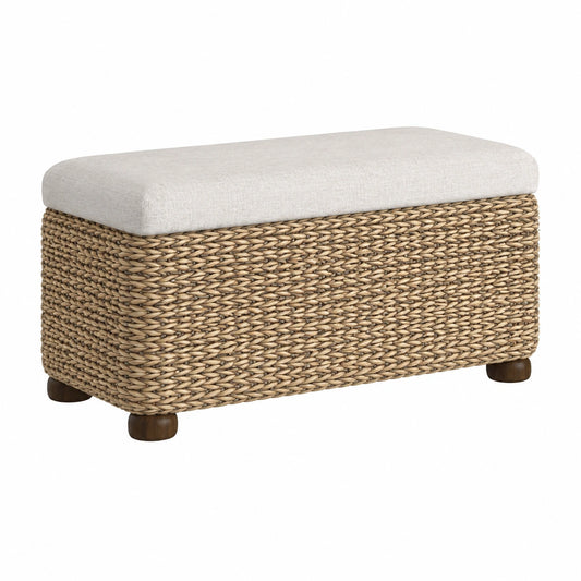 Banco de Almacenamiento en Madera Gris con Cojín - Set de 2 Unidades, 69 cm