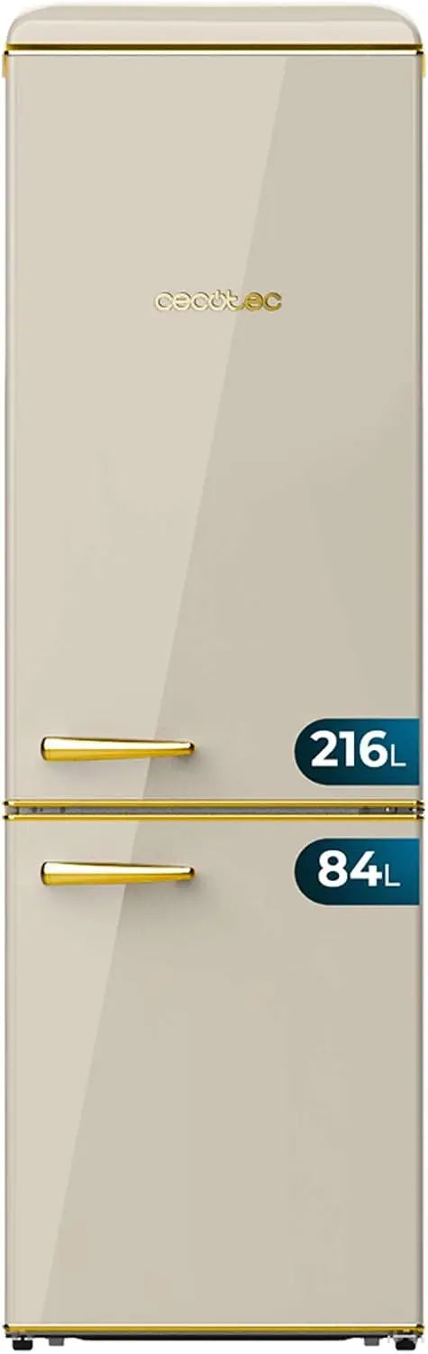 Cecotec Frigor¨ªfico Combi 2 Puertas Retro de 300 L Bolero CoolMarket Combi Origin 300 Beige E. Altura 191, 5 cm y 60 de Ancho, Beige