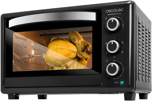 Cecotec Horno de sobremesa Bake&Toast 3090 negro Gyro, 30 L, 1500 W, 12 Funciones diferentes, Incluye rustidor giratorio, Luz interior